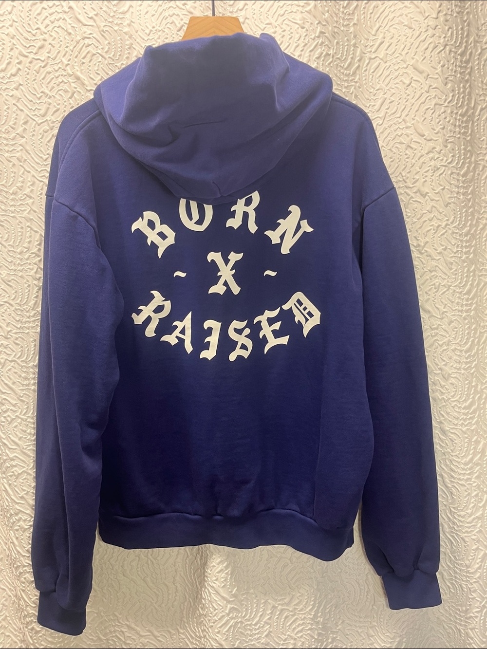 Born X Raised Old English Classic Logo Pullover Hoodie Blue